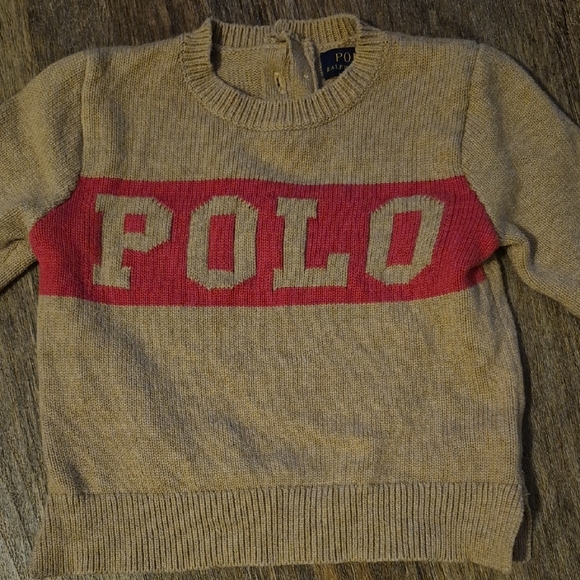 Polo by Ralph Lauren Childrens Beige Sweater with Red Logo Sz 4/4T - Picture 2 of 6